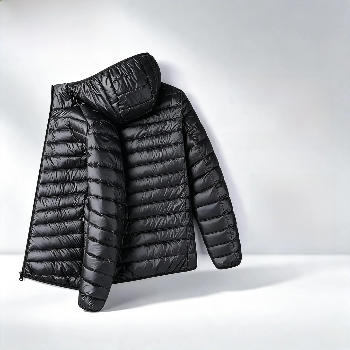 Lightweight Hooded down Jacket Men's Thin Stand Collar Warm Outerwear Large Size Cotton Jacket Elderly Autumn Winter Windproo...