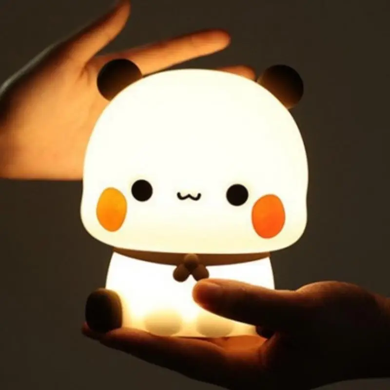 Cute Bear Night Light 3 Modes Dimmable Silicone Nursery Sleeping Lights Novelty Touch Nightlight Kids Girls Bedroom Bedside Lamp