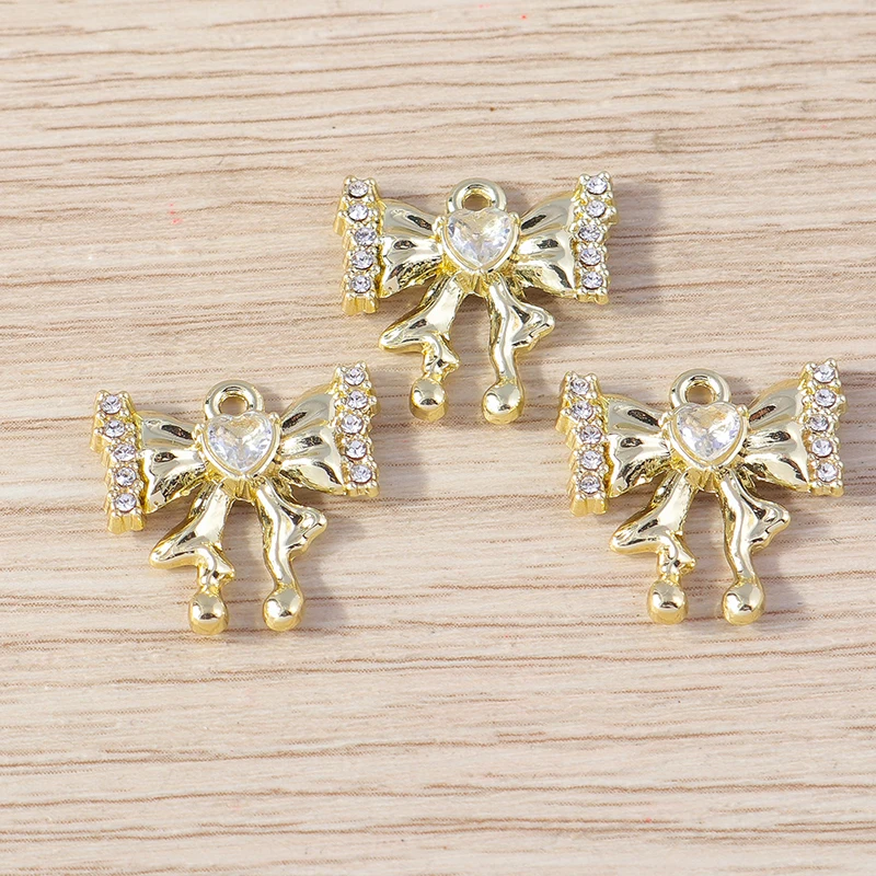 Tusember 4 Stück Metall-Bogenanhänger mit Schleife für die Schmuckherstellung, Ohrringe, Halsketten, Armbänder, Zubehör, DIY-Bastelbedarf – Detail 6