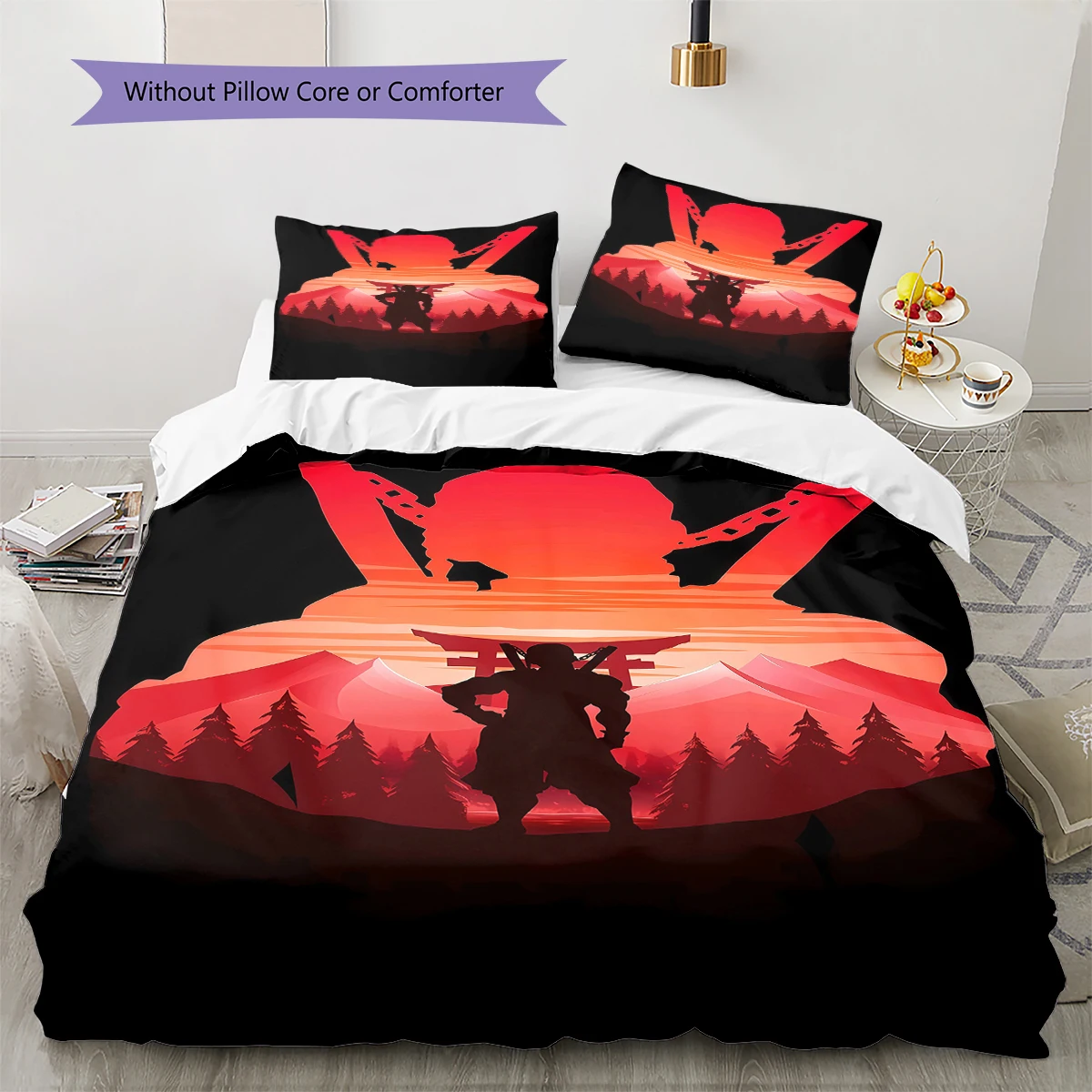 Demon Slayer Black Duvet Cover Soft Comfortable, Children Bedding Gift, Various Sizes Available -HE38