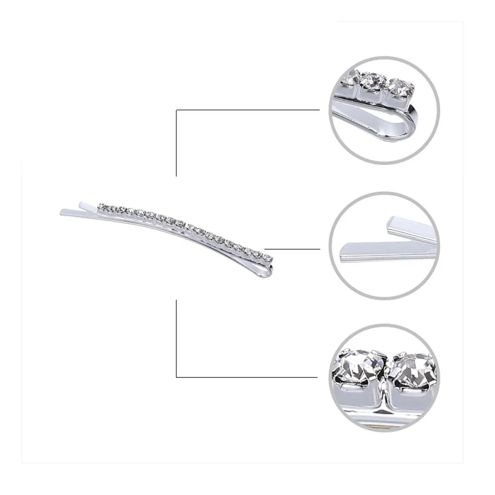 

Silver Clip Rhinestone Crystal Bang Bobby Pins Women Single Row Accessories Lightweight Durable Travel Decoration for Women