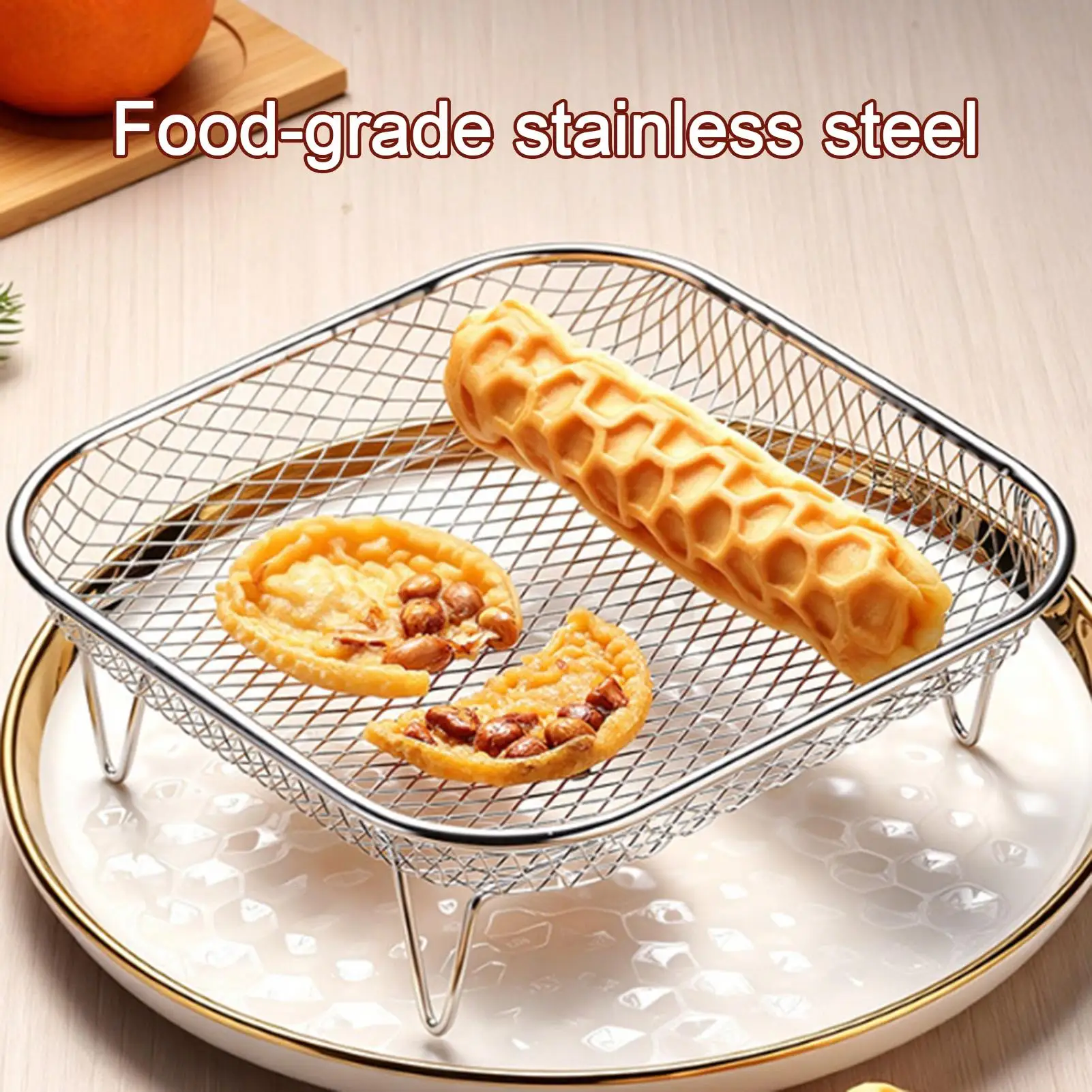 Air Fryer Rack Stainless Steel Stackable Grill Food Dehydrator Basket Air Fryer Accessory Cook Several Food Mesh Basket