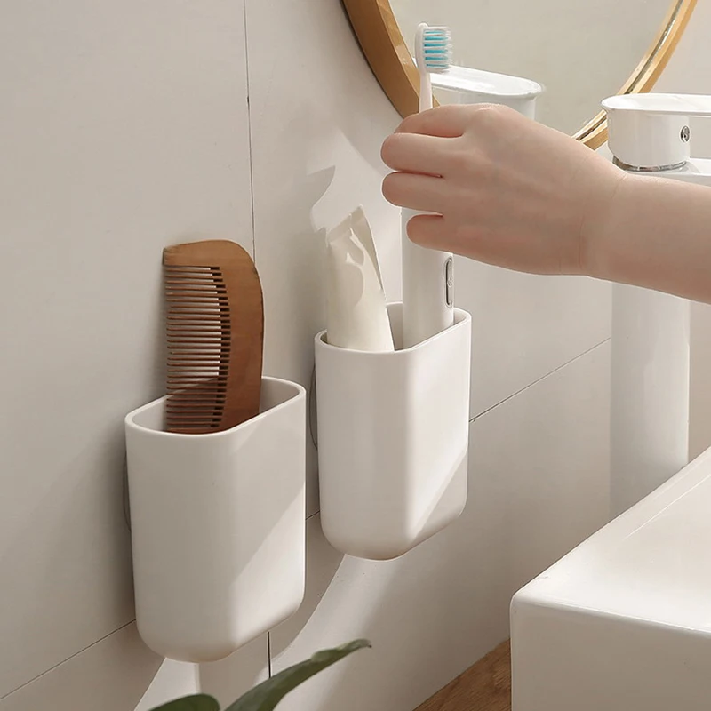 Wall-mounted Storage Box Can Drain Water Suitable For Toothpaste And Toothbrush Storage On Bathroom Wall