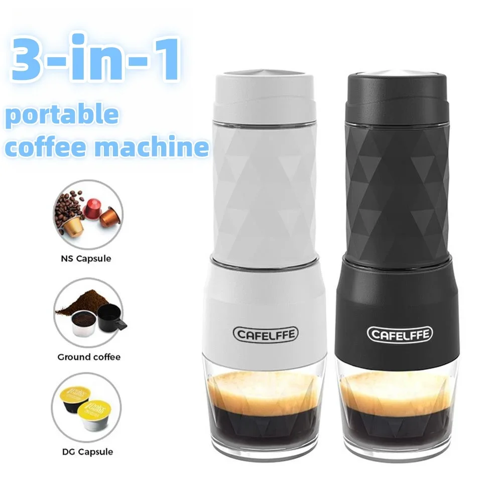 Cafelffe 3 in1 Portable Coffee Machine Hot/Cold Water Manual Espresso Machine For Capsule Ground Hand Press Brewer Hiking Travel