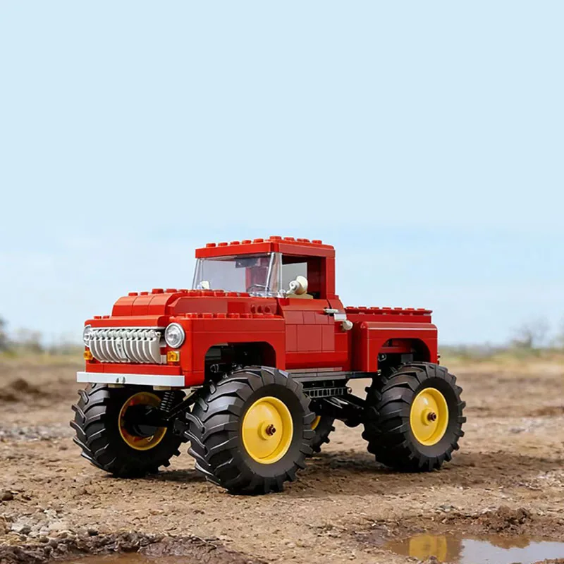 

2005 PCS Classic Red Monster Pickup Truck MOC Building Block Model DIY Puzzle Education Assembly Toys For Children Festival Gift