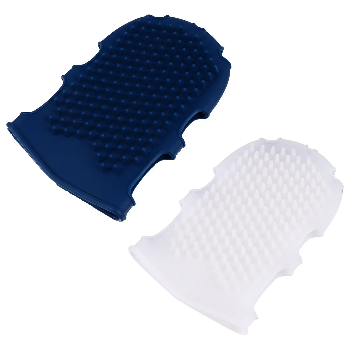 

2Pcs Silicone Bath Massage Glove Brush Thick Bristles for Circulation Stimulation Gentle on Skin Daily Hygiene White Blue