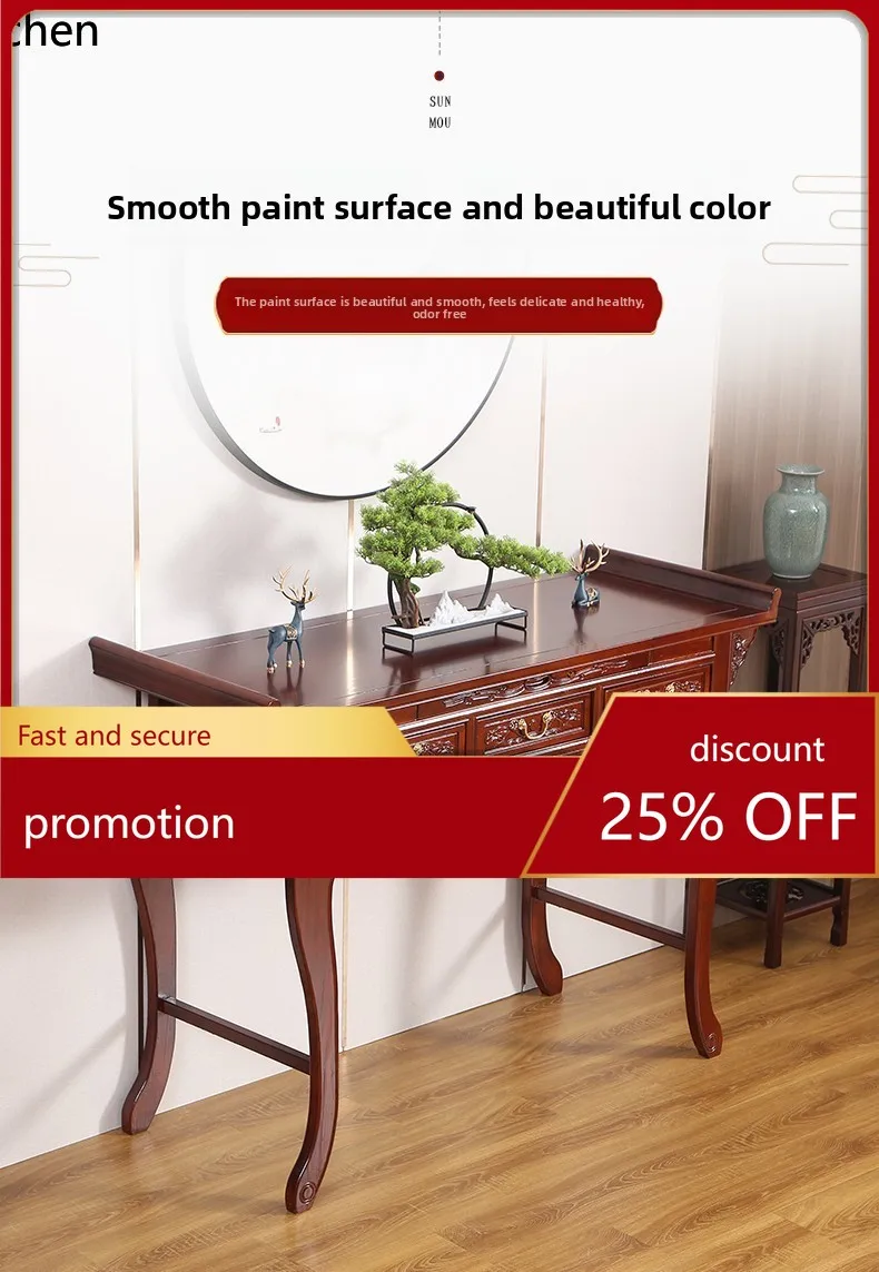 HT Household Altar Table Ancestor Hall Buddha Shrine Temple Solid Wood Buddha Niche Worship Table Solid Wood Platform