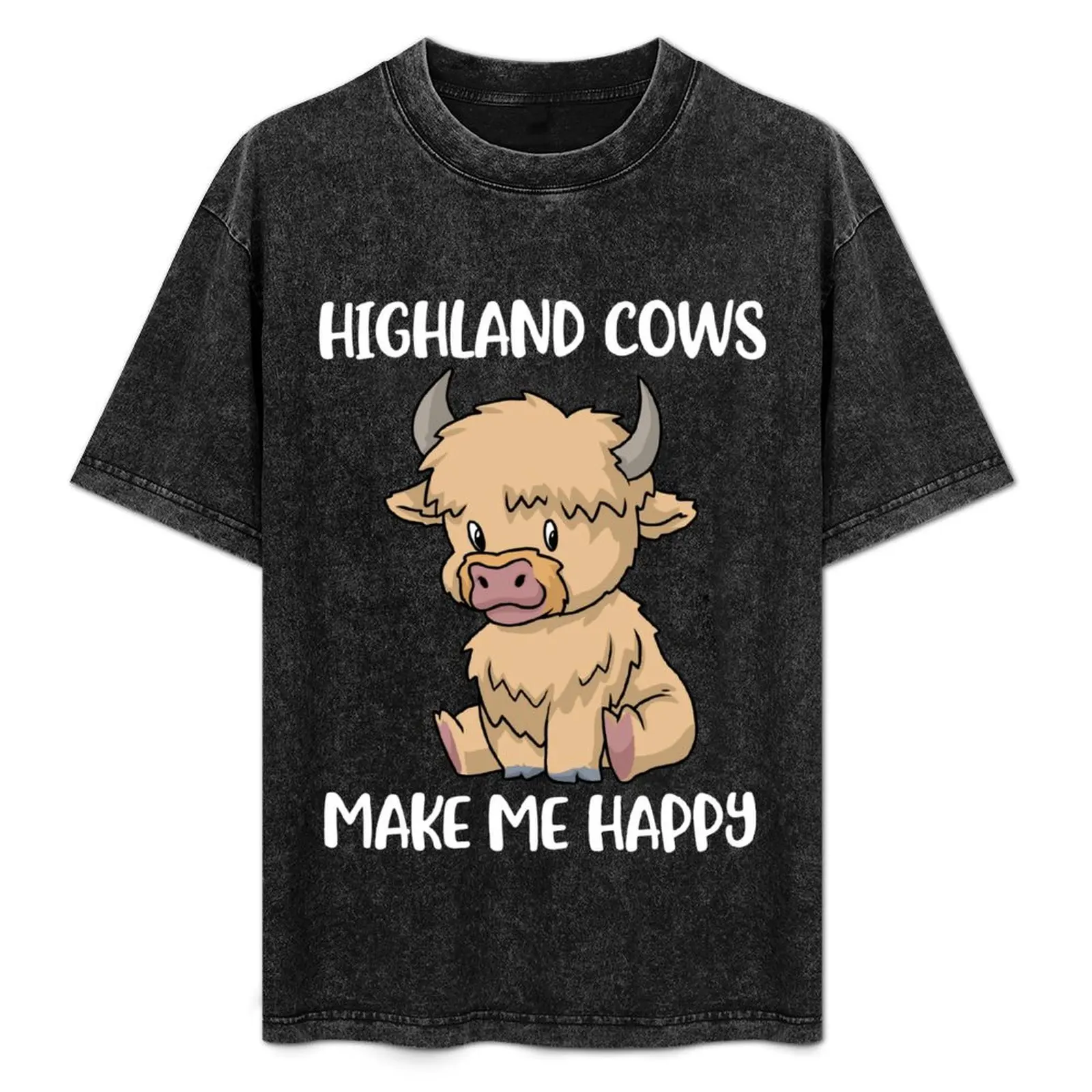 

Scottish Highland Cow Messy Hair Cute Cow T-Shirt Plus Size Loose Short Sleeve Top