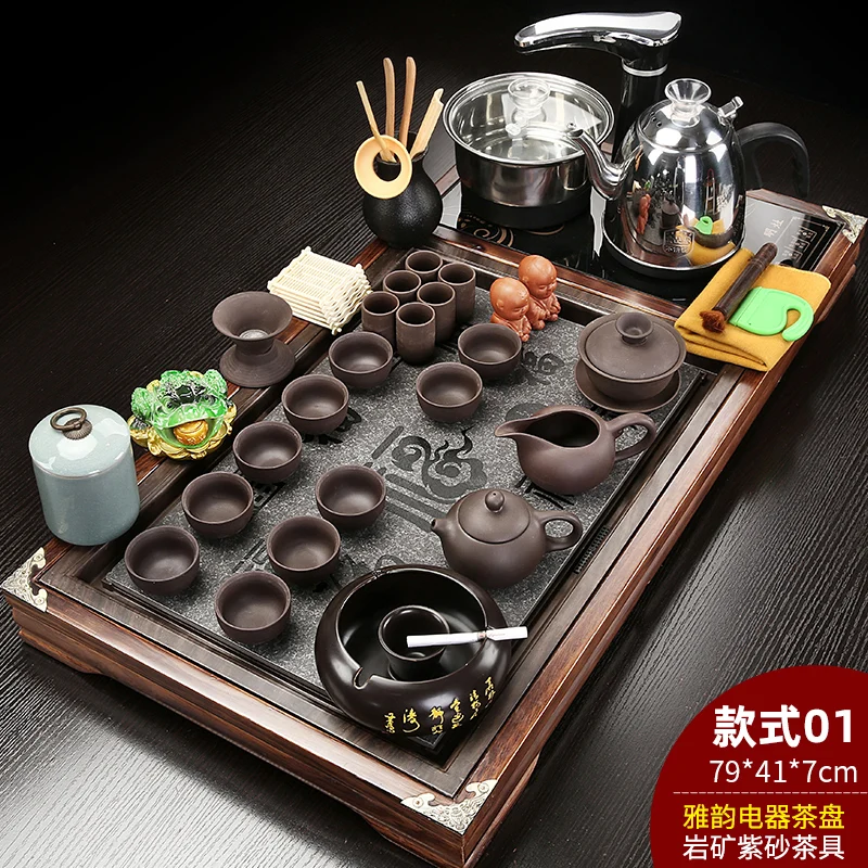 Ceremony Complete Tea Set Infuser Drinkware Serving Chinese Ceramic Yixing Teapot And Cup Set Wood Tray Juego De Te Teaware