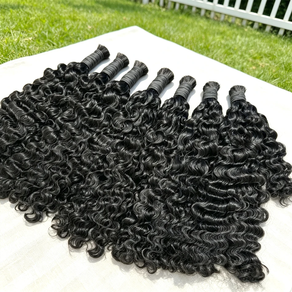 Curly Human Braiding Hair 3/4/5 Bundles Deep Wave Bulk Human Hair For Braiding Extension Natural Color No Weft Deep Curly Braiding Hair