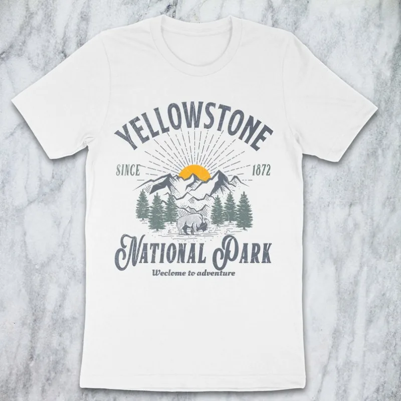 

00013222 # Винтажная футболка Yellowstone — Национальные парки — Футболки с рисунком
