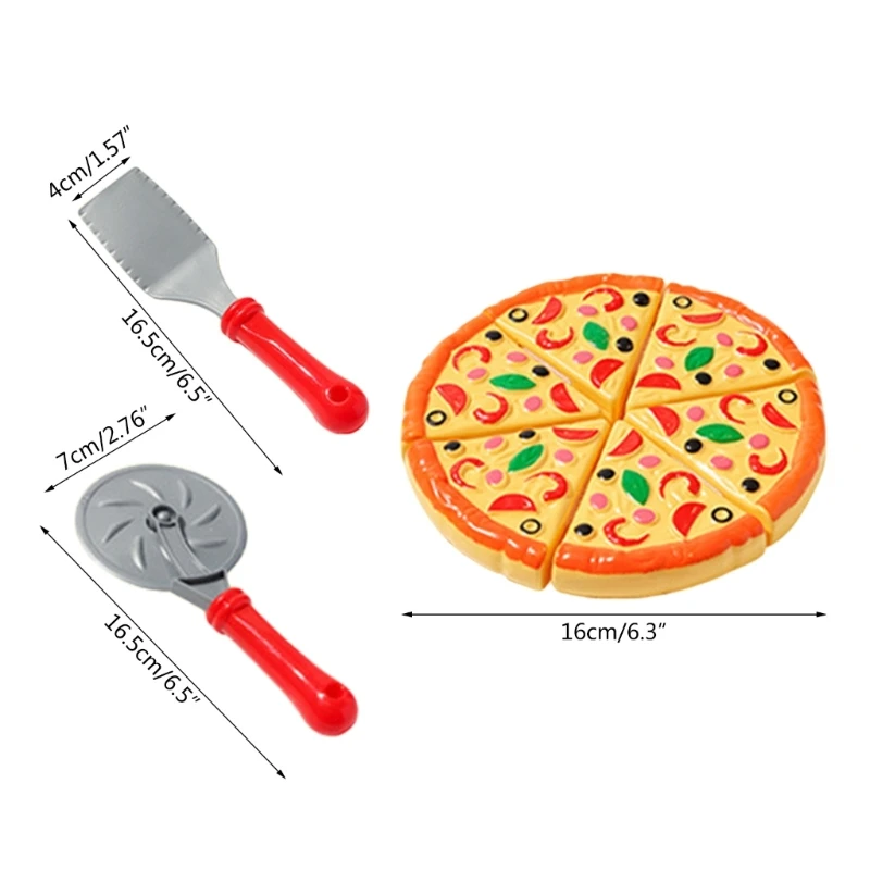 Bếp Trẻ Cắt Pizza Playset Đồ Chơi Cắt Thực Phẩm Bánh Pizza Cắt Bánh Xe