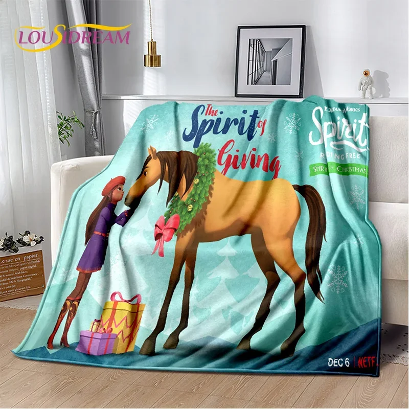 Riding the spirit free horses cartoon SRF soft plush blanket, flanel blanket throw blanket blanket sofa cover for living room be