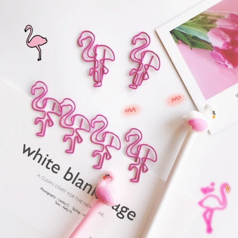 5 Pçs/lote Rosa Doce Flamingo Bookmark Clip Papel Escritório Fornecimento Papelaria Presente