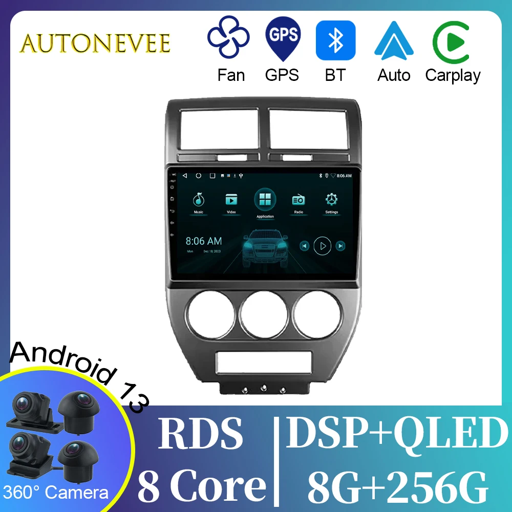 

For Jeep Compass MK Patriot 2006-2010 Car Radio Head Unit Multimedia Video Player GPS Navigation Android Auto 4G BT No 2din DVD