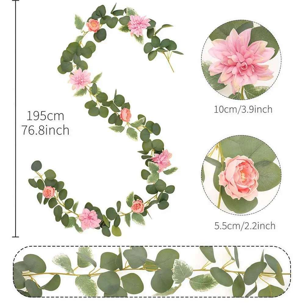 

Artificial Peony Vine Wreath with Wooden Hexagonal Base Christmas Wreath Table Decor, Wedding, Romantic Home, and Party Accent