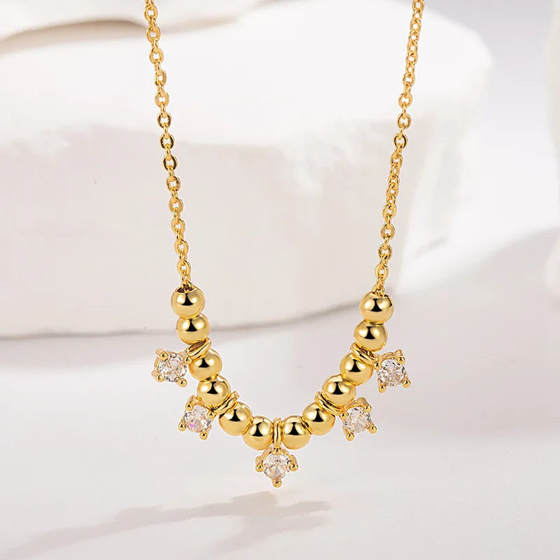 

The romantic Youth beaded zircon pendant necklace is a fashionable jewelry gift for women, a 925 sterling silver gold-plated sta