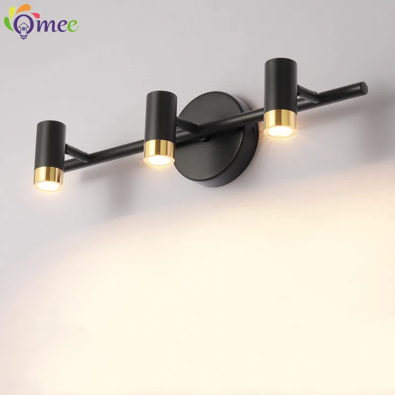 

OMEE Modern LED Front Mirror Light Black or White Bathroom Makeup Wall Lamps Vanity Toilet Wall Mounted sconces Lighting Home