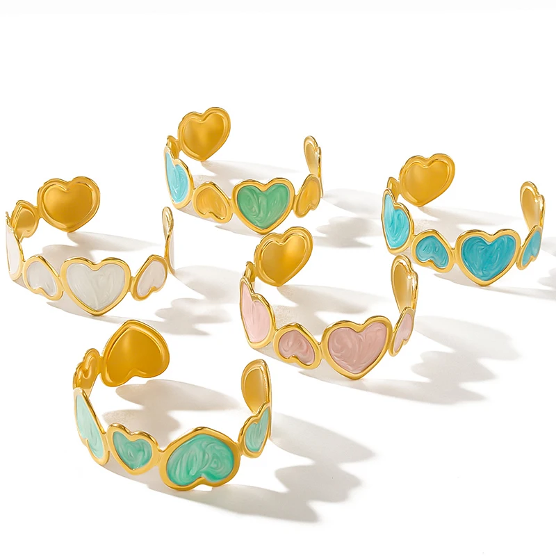

PAPERPLUS | Colored Heart Bracelets for Women. Stainless Steel. Sweet Cute Birthday Gifts.1Pcs. Fashion.New 2024