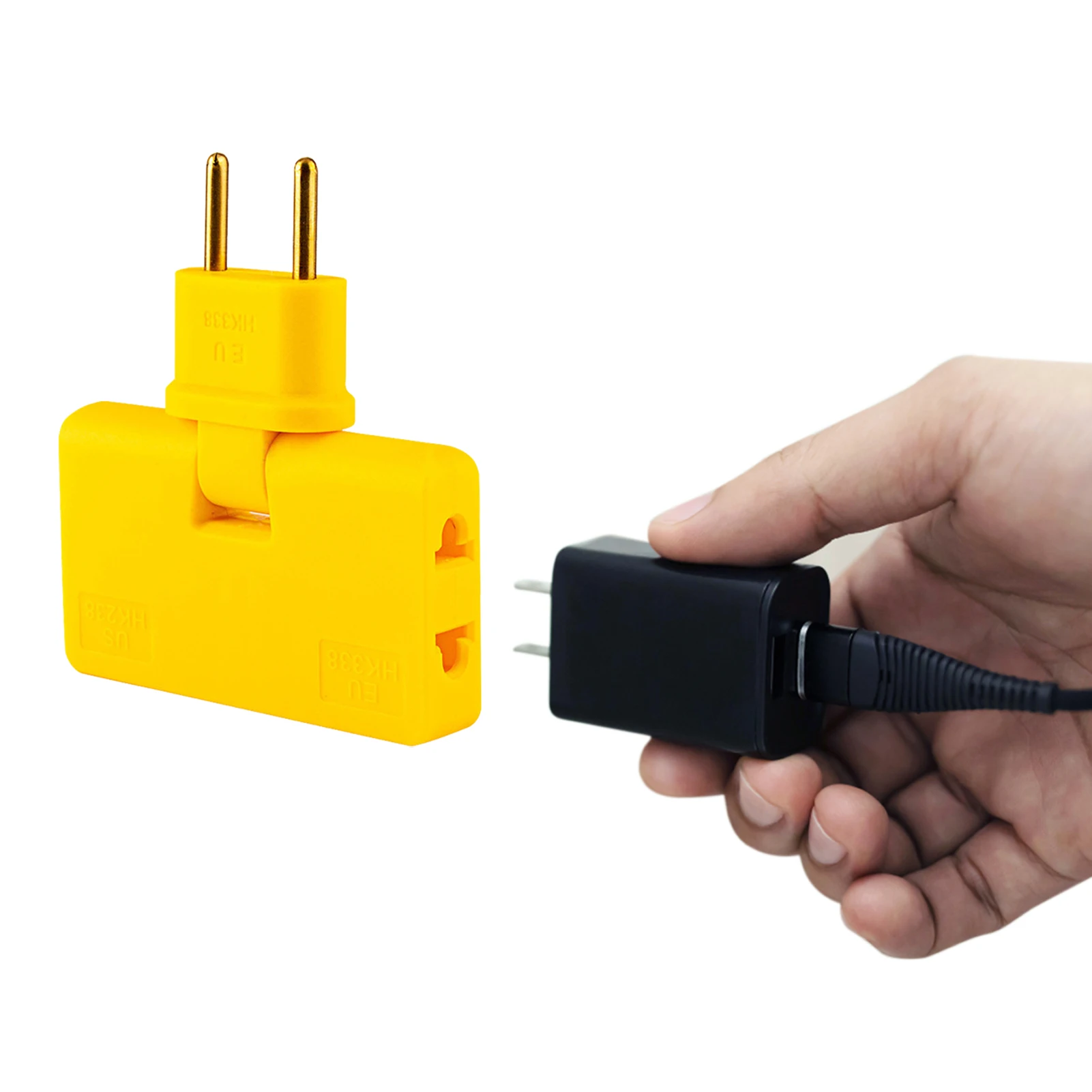 EU ปลั๊กต่อไฟฟ้า3 In 1อะแดปเตอร์ Mini Outlet Power Splitter แปลง180องศาหมุนปรับ