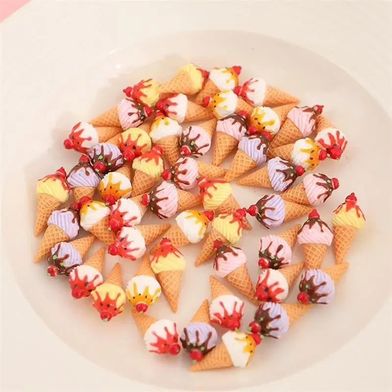 6個入り ドールハウス ミニチュア キッチン フード おもちゃ - ジャム＆アイスクリームコーン モデル ホームデコレーション 子供用遊び マイクロランドスケープ オーナメント ギフト