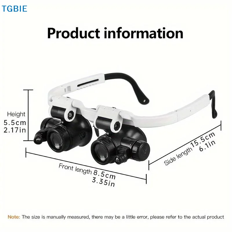 [TL]Magnifying Glass 8X/15X/23X Jeweler Watchmaker With LED Light Telescopic Headband Magnifier Glasses Reading Loupes Eyewear view 6