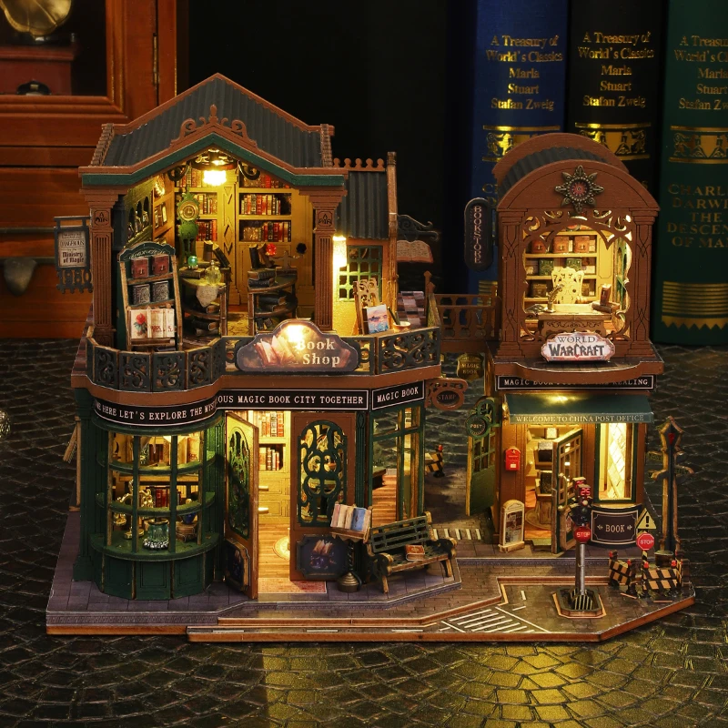 Diy Wooden Doll Houses Twilight Book City Casa Miniature Model Kit Villa Dollhouse With Furniture Led Light For Friends Gifts