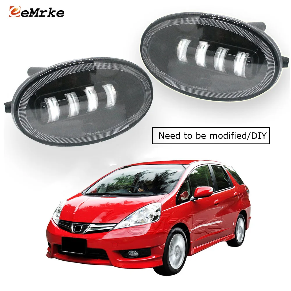 Modified Offroad Led Fog Lights Assembly White / Yellow Car Lamp DRL PTF for Honda Fit Shuttle Hybrid 2011 2012 2013 NEED DIY