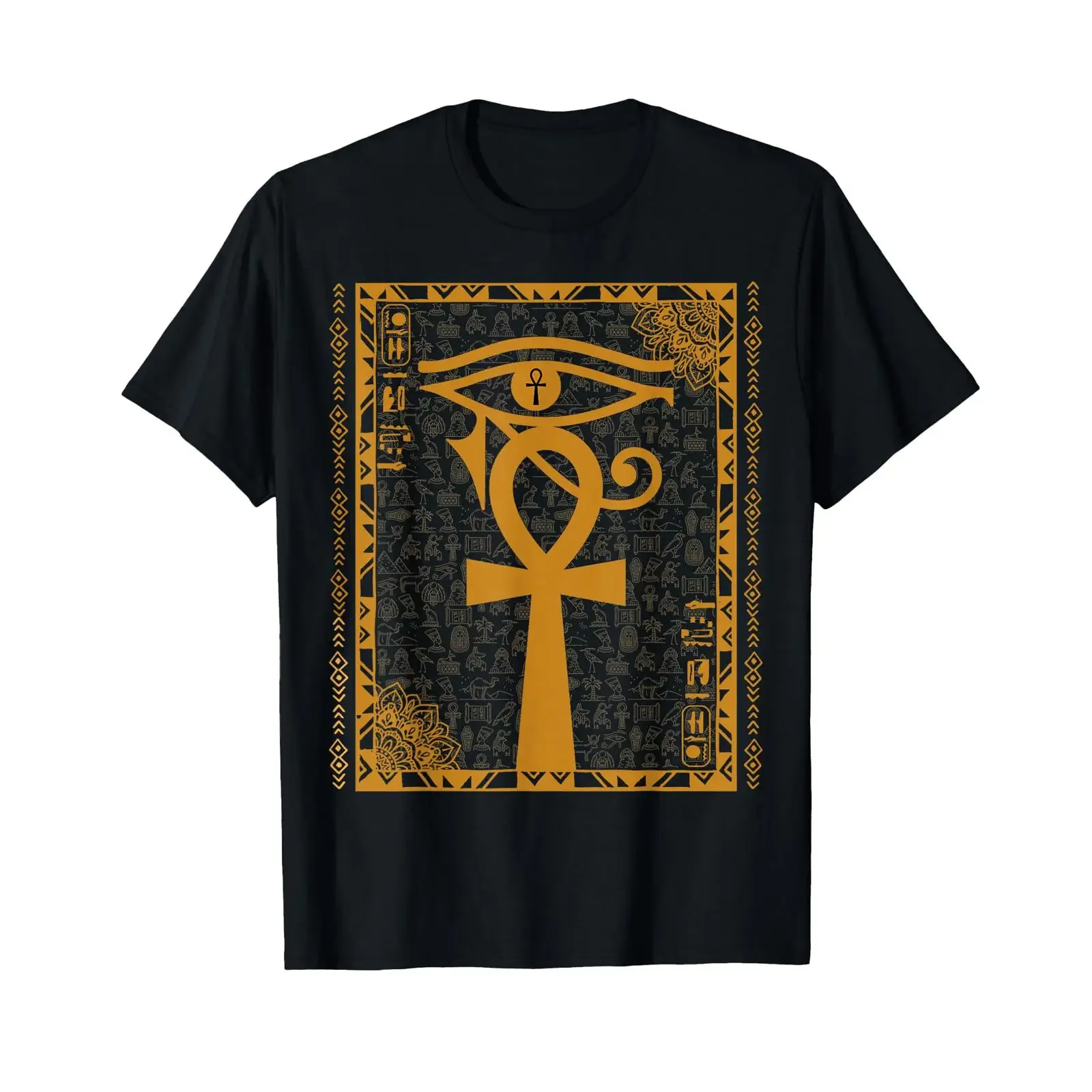 Ancient Egypt God Eye of Horus Ankh Egyptian Symbol Kemet T Shirt vintage Washed Comfortable graphic Versatile Soft Stylish