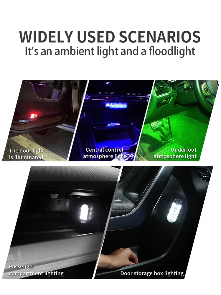 Upgrated Mini USB Touch LED Light Touch Control Car Interior LED Lamp 200mah Rechargeable Multi Color White Yellow Ambient Light