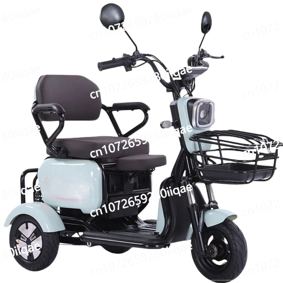 

For Elders Disabled 2 Seater 700W 48V Electric Tricycle All Terrain Adult with Child Seat Foldable 3 Wheels Mobility Scooter