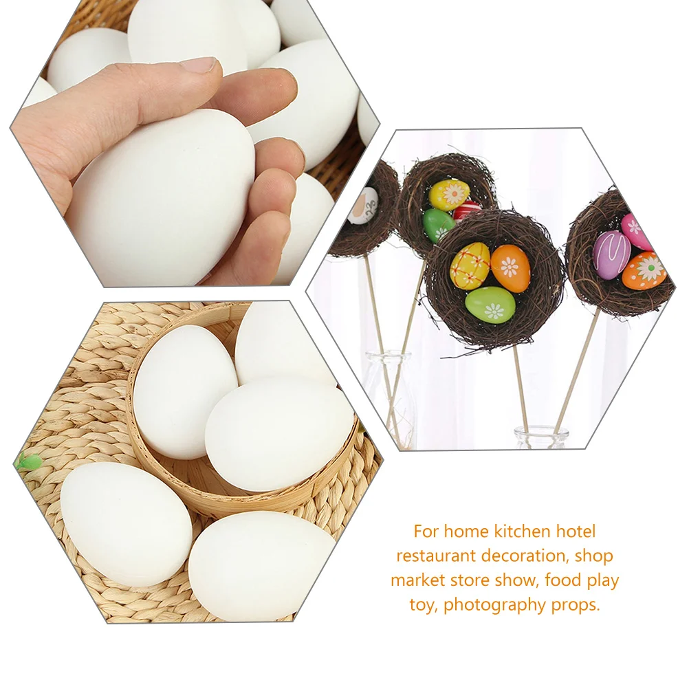 30 Pcs White Plastic Graffiti Eggs Kids Hand Painted Easter Props Simulation Chicken Toys Montessori Educational