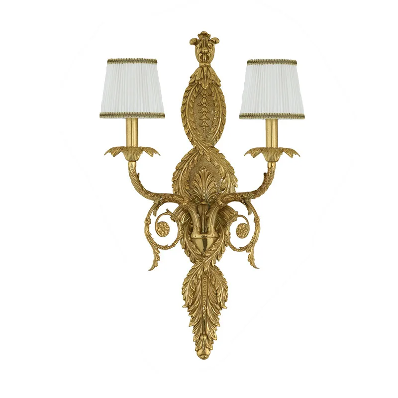 

French style, all copper wall lamp, retro style, villa living room wall lamp, dining room, hotel lobby