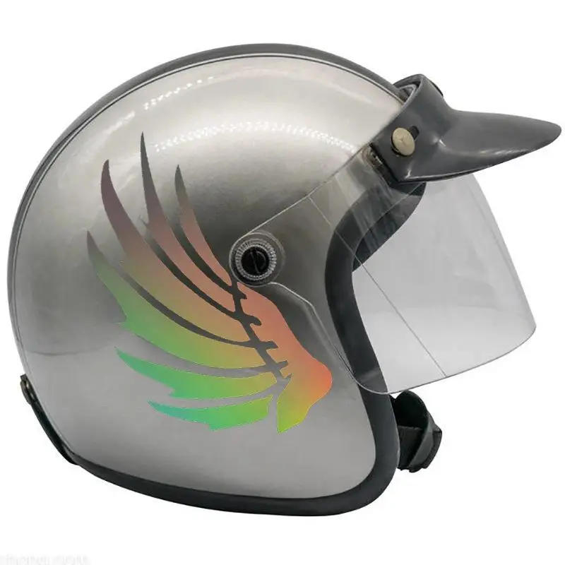 Scooter Modification DIY Waterproof Stickers, 2 Pairs Reflective Wings Vinyl Decals for Motorcycle Helmet Fuel Tank.