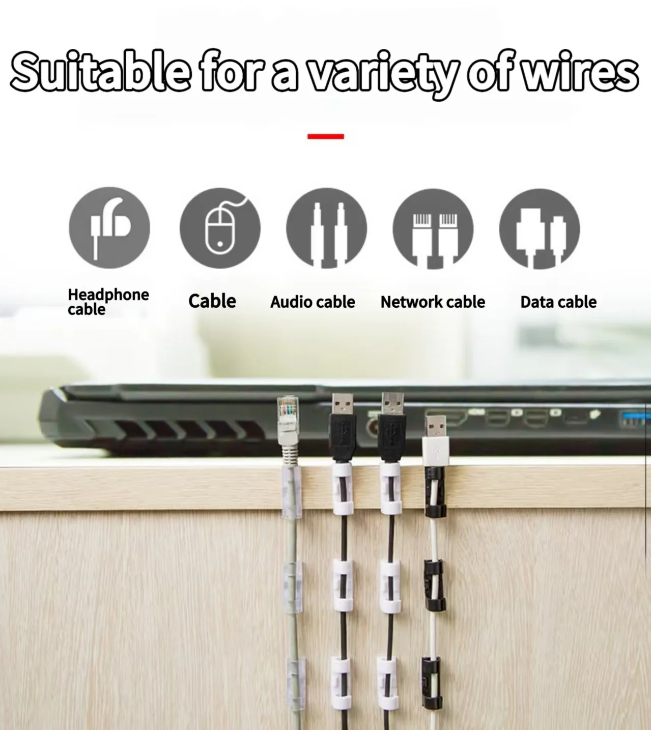 Desktop wire organizer, office mobile phone charging, data cable winder; cable organizing clip, headphone cord fixer, clip fixer