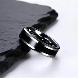6MM Men's Tungsten Carbide Black Enamel Ring Wedding Band