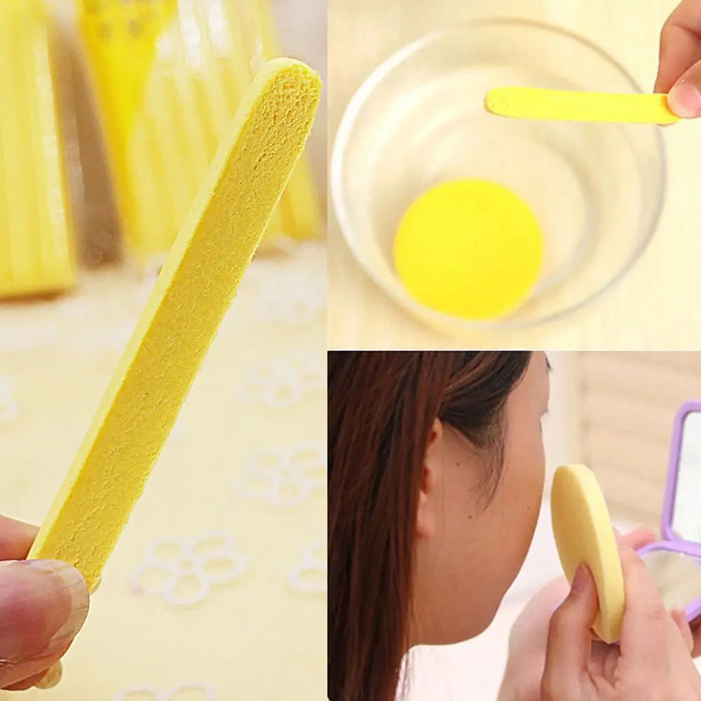 Cosmetic 12PCS Makeup Skin Care Compressed New Cleaning Face Cleansing Foam Stick Yellow Sponge Puff