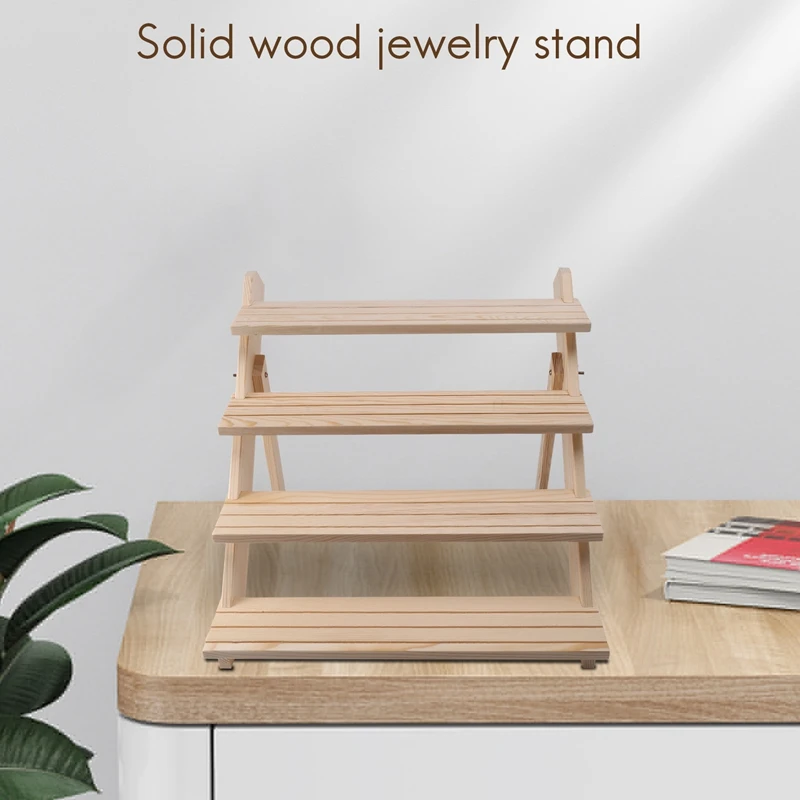 Solid Wood Jóias Display Holder, Display Bandeja para Pingente Brincos e Anéis