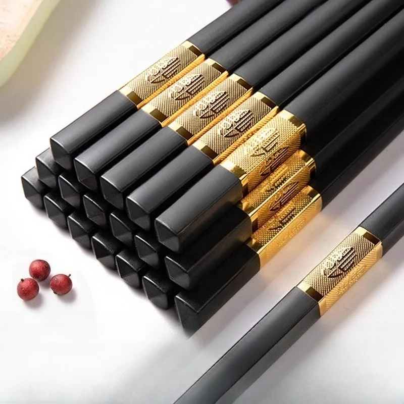 

10 pairs Sushi Chopsticks Household Chinese Daily Alloy Chopsticks Set Commercial Anti-slip Anti-bacterial Durable