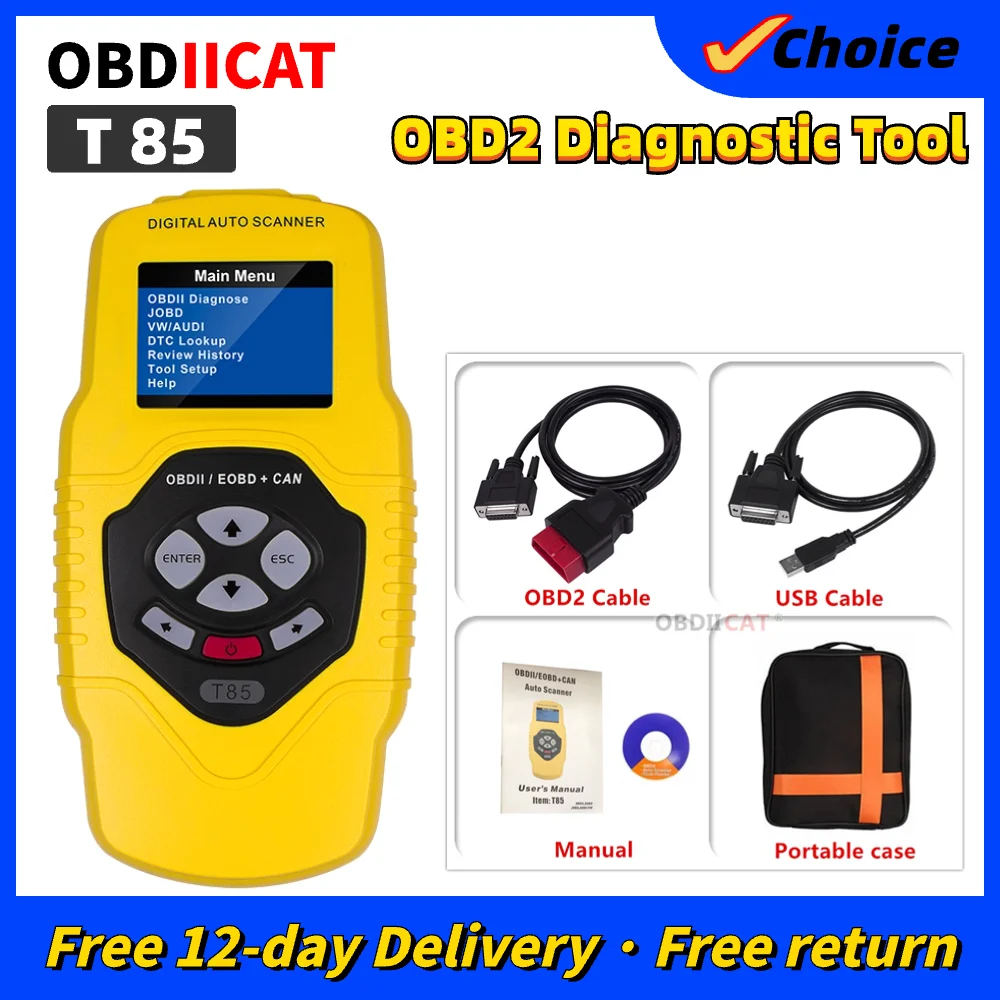 

OBDIICAT High Quality QUICKLYNKS T85 OBD2 Code Reader Work with OBDII/EOBD/JOBD car for V--A--G ((V--W,Au--di,Sk--oda,S--at)