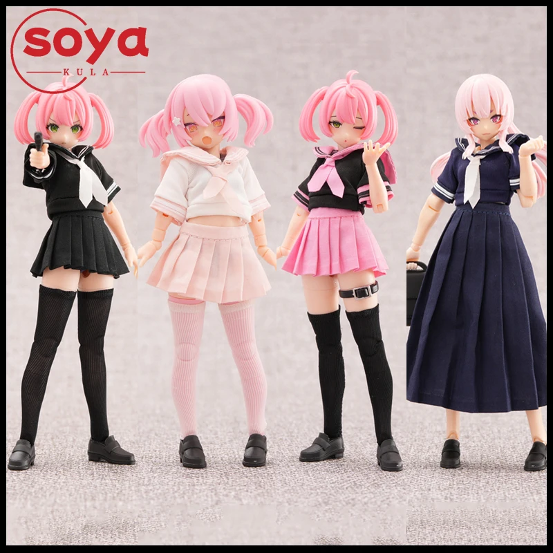 Strój marynarski dla dziewczynki w skali 1/12, plisowana spódnica JK, mundurek szkolny z butami, model ubrań pasujący do figurki akcji Azone o wysokości 6 cali.