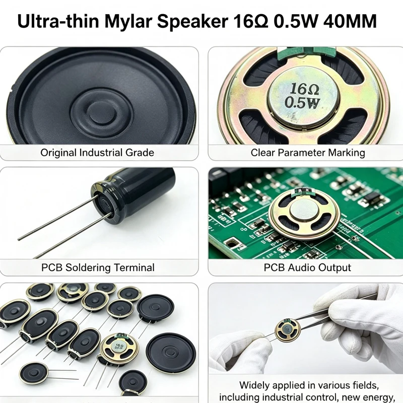 2Pcs Ultra-thin Mini Speaker 40MM 16 Ohm 0.5W Round Internal Magnet Loudspeaker 16R 0.5 Watt 4CM Thickness 5MM DIY Electronic Au