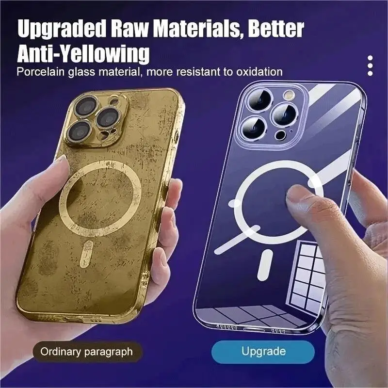2pcs For iPhone16 15 14PLUS 13 12 11ProMaxPhoneTransparentAnti Fouling MagneticWireless charging all inclusiveFourCornerAntiDrop image 5