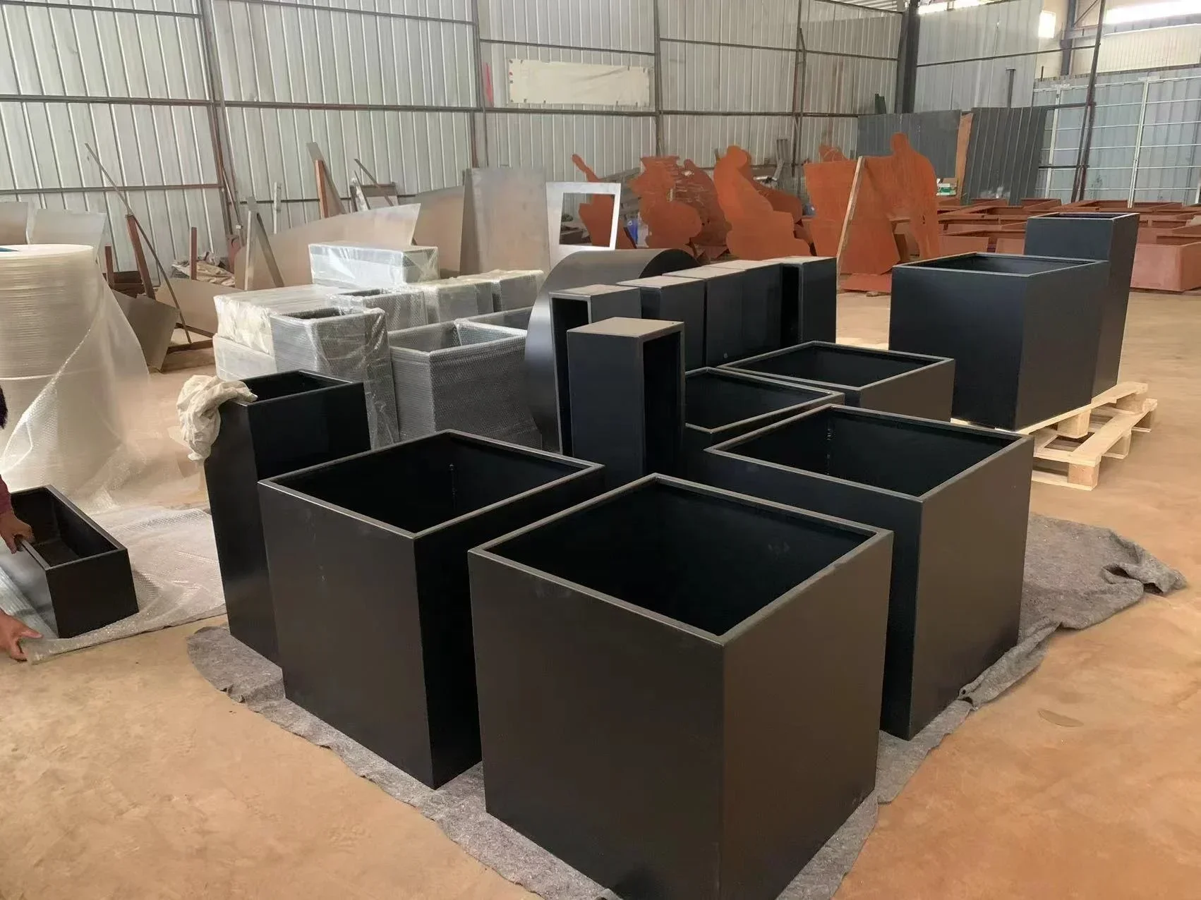 Large Outdoor Corten Steel Flower Pot Stainless Steel Flower Planter Pot