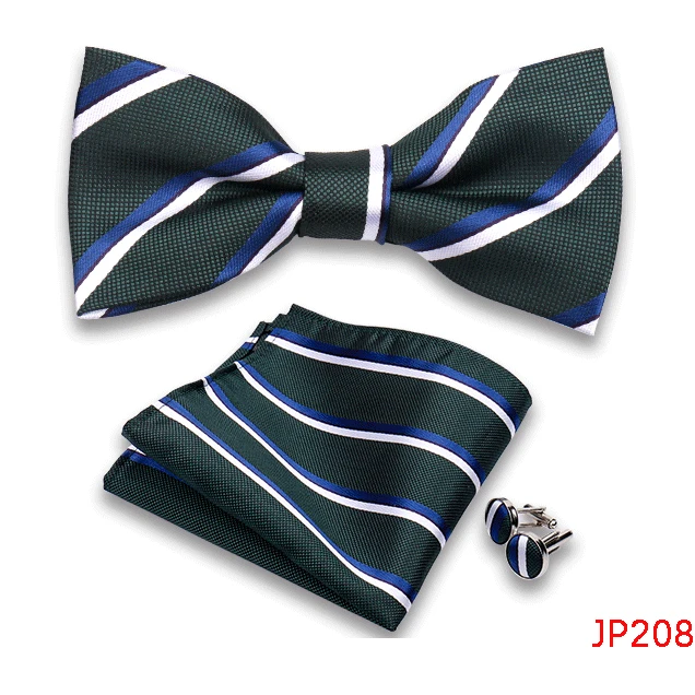 Klassische Herren Fliege Taschentuch Manschettenknöpfe Set Jacquard Fliege für Mann Hochzeit Business Schmetterling Knoten Geschenk Mann Zubehör – Detail 10