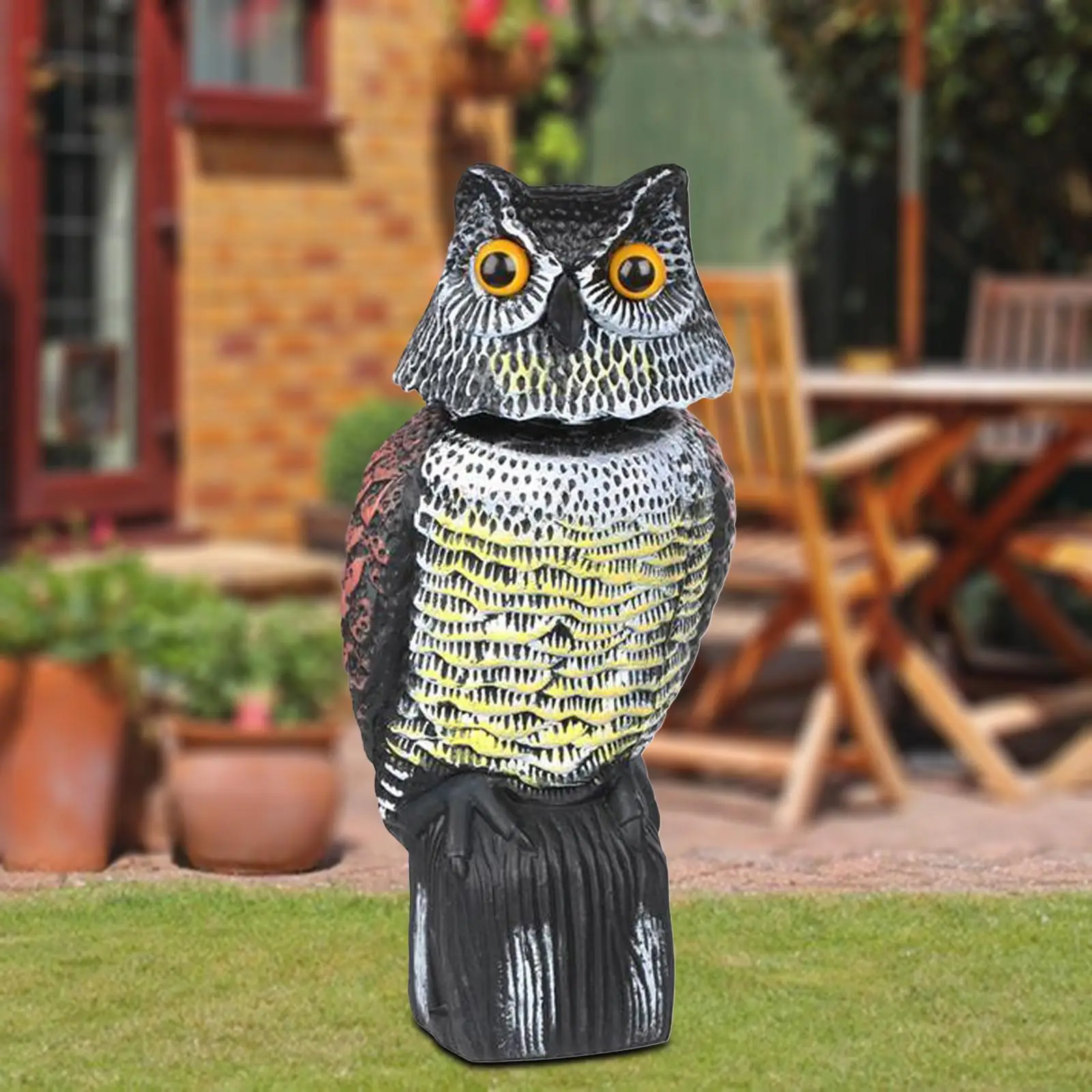 

Large Realistic Owl Decoy w/ Rotating Head Bird Pigeon Crow Scarer