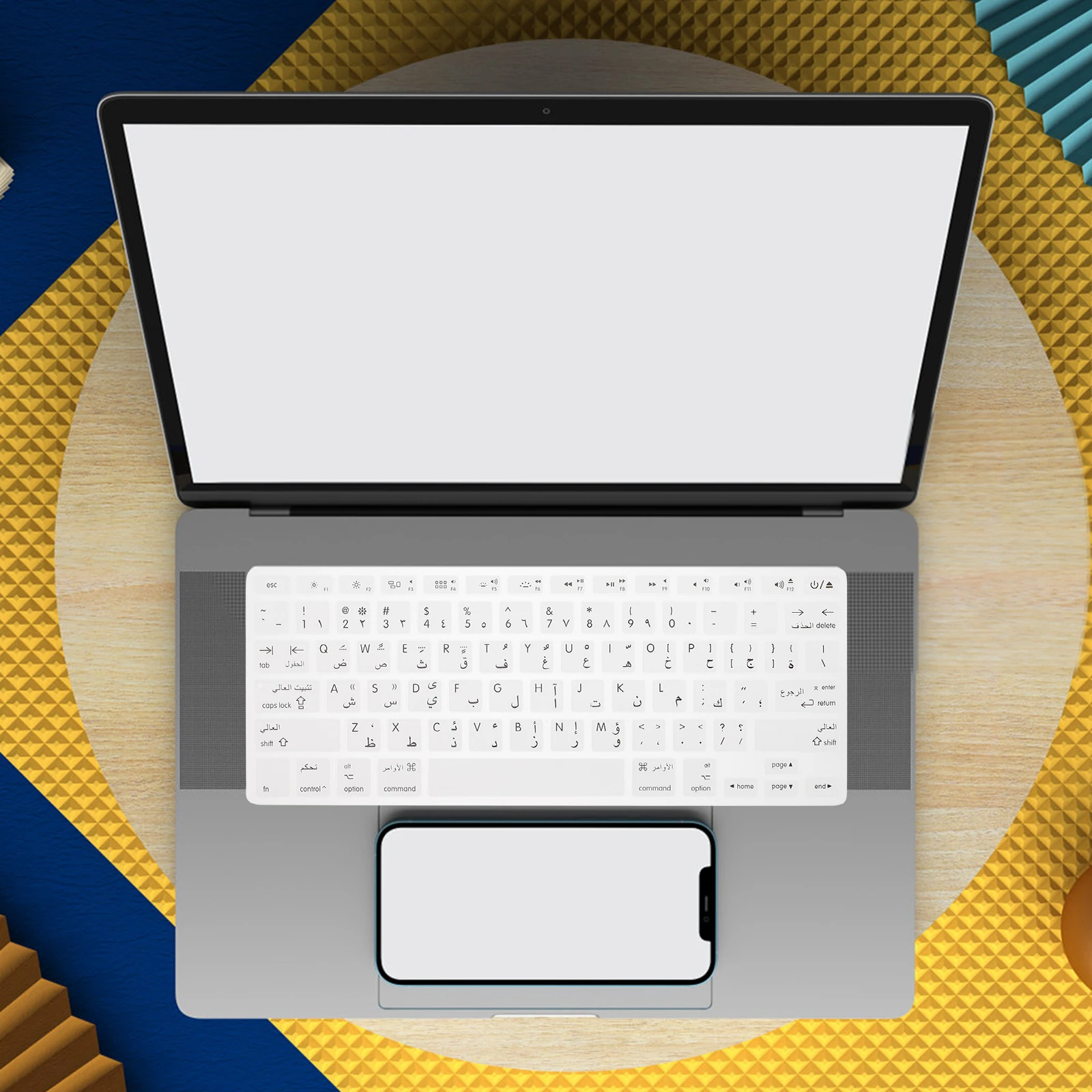 

2 шт., арабский чехол для клавиатуры, силиконовый чехол для клавиатуры ноутбука, 13 дюймов, водонепроницаемый, пыленепроницаемый, износостойкий, защита от отпечатков пальцев