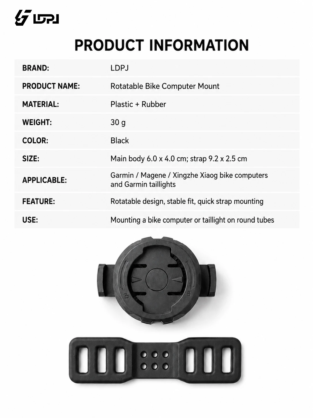 LDPJ Garmin Fahrrad-Lenkercomputerhalterung 360° ° Drehbarer Fahrradcomputer-Halter Schnellverschluss MTB Stoppuhr-Ständer – Detail 1