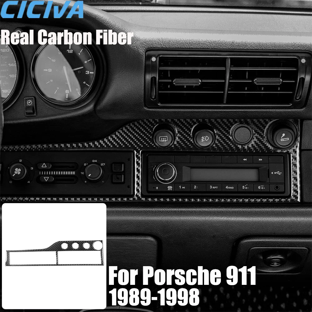 

Real Carbon Fiber Car Accessories Center Console AC Switch Trim Cover Soft Sticker for Porsche 911 964 1989-1994 993 1994-1989