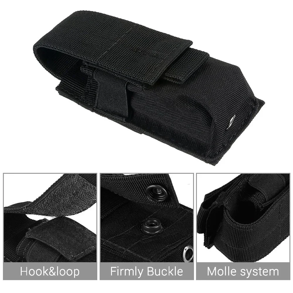 Molle-bolsa táctica para linterna de M5, funda para cargador individual de 9MM, soporte para linterna, herramienta EDC para caza al aire libre